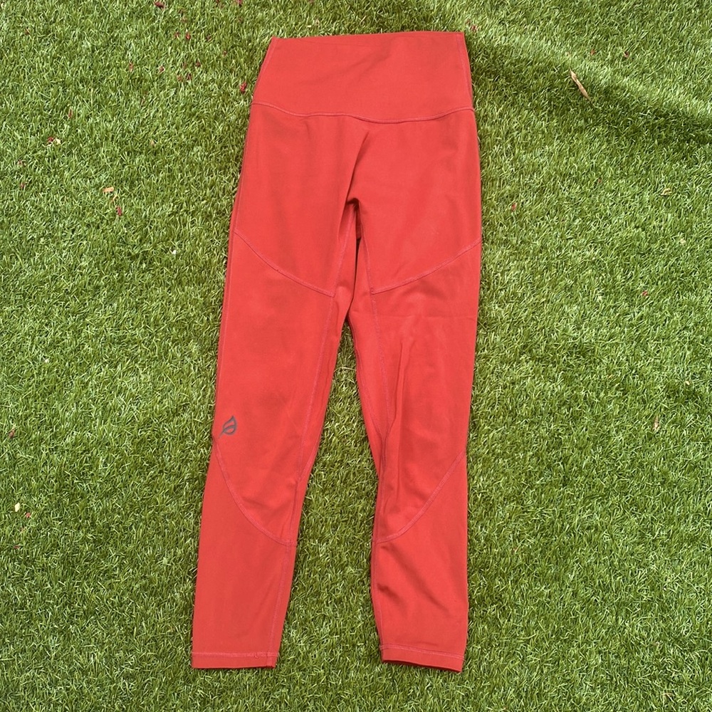 Dark Red workout leggings, no inseam, High waisted Small